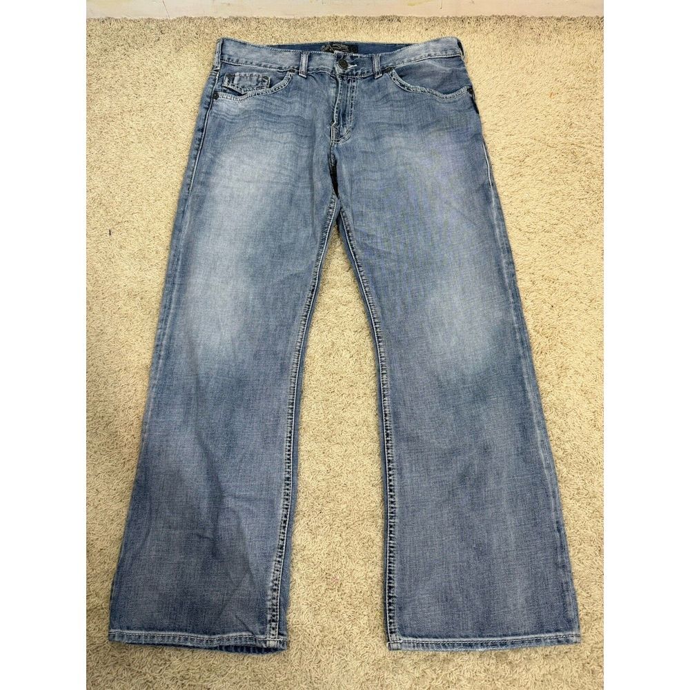 Silver Men's Jeans 38x32 Denim Zac Relaxed Fit Straight Leg Medium Wash Pockets - Picture 1 of 11
